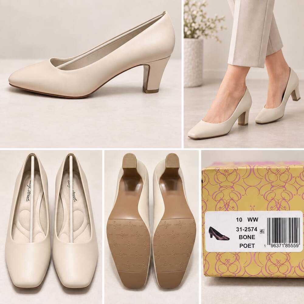 Easy Street Poet Bone Square Toe Pumps Women’s Size 10 WW New in Box
